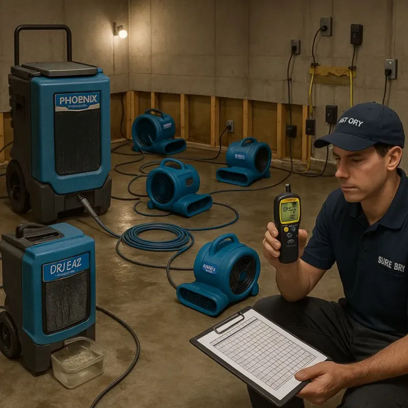 Structural Drying and Dehumidification process in Afton, OK